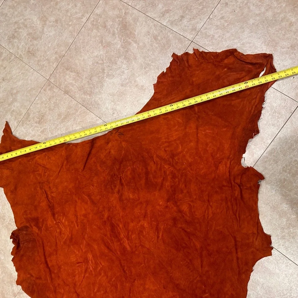 Large Suede Leather Hide Craft Supply Upholstery Piece DIY Projects‎ Orange